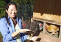 deb with chickens